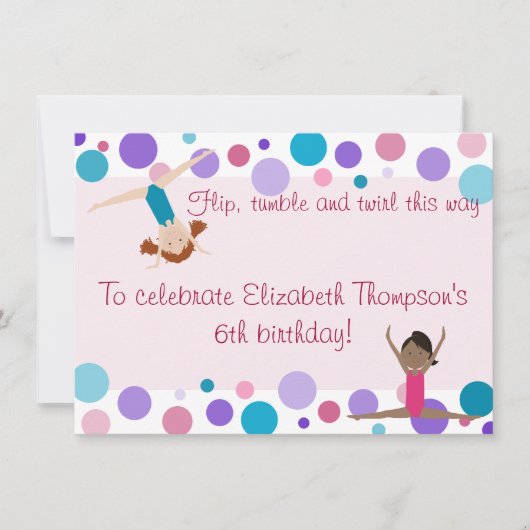 Gymnastiekpartij Uitnodiging Paars, Blauwgroen en (Voorkant)