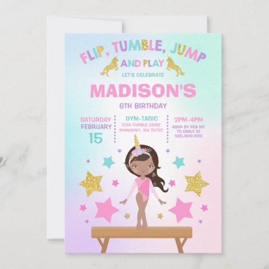 Gymnastiekpartij Unicorn Gymnastiek Kaart (Voorkant)