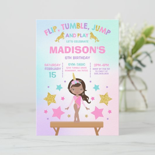 Gymnastiekpartij Unicorn Gymnastiek Kaart (Staand voorkant)