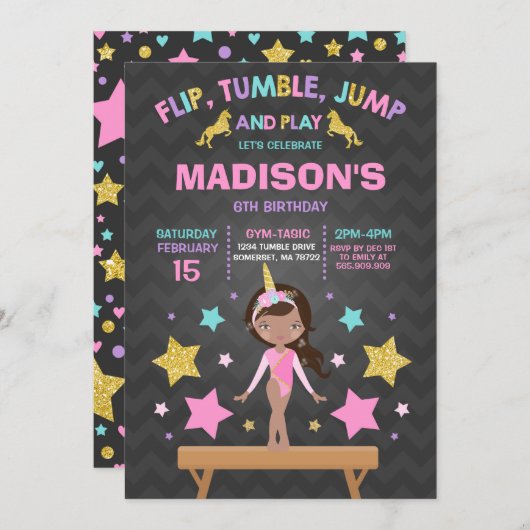 Gymnastiekpartij Unicorn Gymnastiek Kaart (Voorkant / Achterkant)