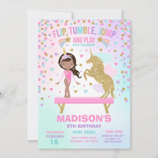 Gymnastiekpartij Unicorn Gymnastiek Kaart (Voorkant)