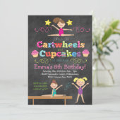 Gymnastiekpartij van Cartwheels en Cupcakes Kaart (Staand voorkant)