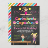 Gymnastiekpartij van Cartwheels en Cupcakes Kaart (Voorkant / Achterkant)