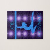 Gymnastiekpuzzel met paars en gymnast. legpuzzel (Horizontaal)