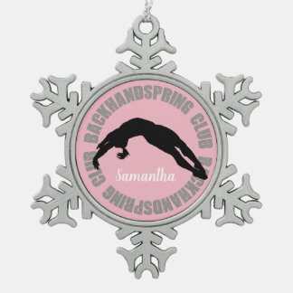 Gymnastieksport voor backhandlenclub tin sneeuwvlok ornament