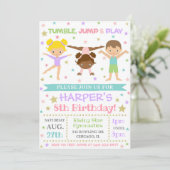 Gymnastiekuitnodiging | Gymnastiek Birthday Invite Kaart (Staand voorkant)