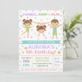 Gymnastiekuitnodiging | Gymnastiek Birthday Invite Kaart (Staand voorkant)