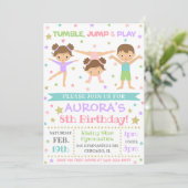 Gymnastiekuitnodiging | Gymnastiek Birthday Invite Kaart (Staand voorkant)