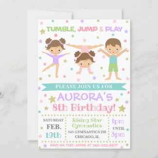 Gymnastiekuitnodiging | Gymnastiek Birthday Invite Kaart
