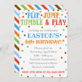 Gymnastiekuitnodiging | Gymnastiek Birthday Invite Kaart (Voorkant / Achterkant)