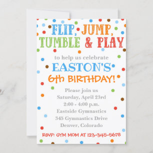 Gymnastiekuitnodiging   Gymnastiek Birthday Invite Kaart