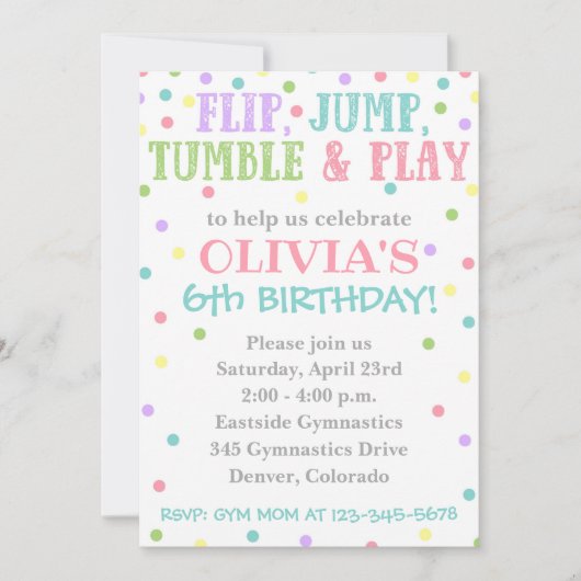 Gymnastiekuitnodiging | Gymnastiek Birthday Invite Kaart (Voorkant)