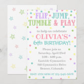 Gymnastiekuitnodiging | Gymnastiek Birthday Invite Kaart (Voorkant / Achterkant)