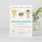 Gymnastiekuitnodiging | Gymnastiek Birthday Invite Kaart (Staand voorkant)