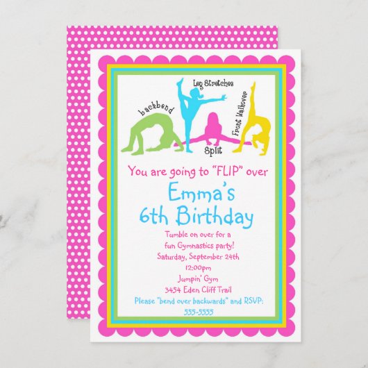 Gymnastiekuitnodigingen Kaart (Voorkant / Achterkant)