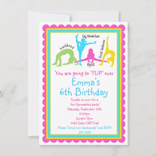 Gymnastiekuitnodigingen Kaart (Voorkant)