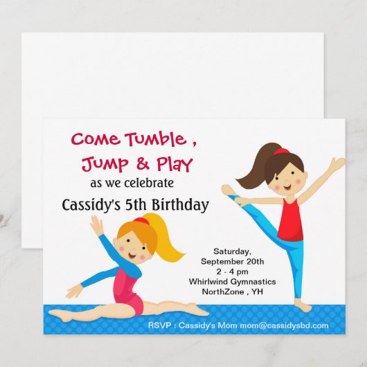 Gymnastiekuitnodigingen Kaart (Voorkant / Achterkant)