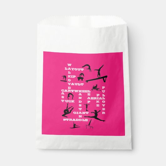 Gymnastiekvaardigheden Crossword Pink Favor Bags Bedankzakje (Voorkant)
