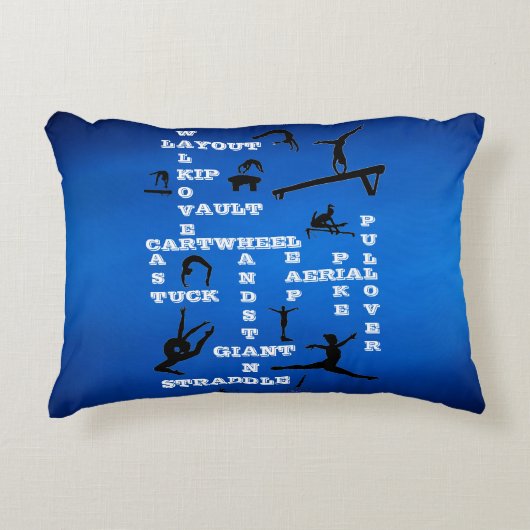 Gymnastiekvaardigheden Crosswords Blue Pillow met Accent Kussen (Voorkant)