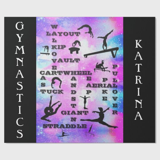 Gymnastiekvaardigheden Crosswords Custom Wrapping  Cadeaupapier (Vlak)
