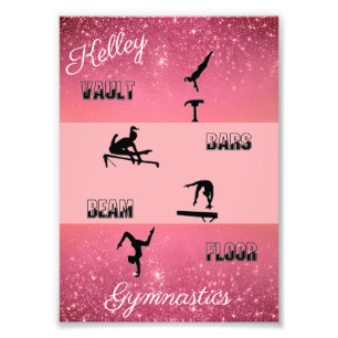 Gymnastiekvault, bars, Beam, Floor Sparkle Foto Afdruk