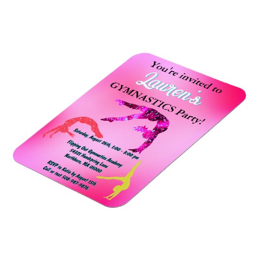 Gymnastiekwedstrijd Birthday Party Invitation Magneet (Linkerzijde)
