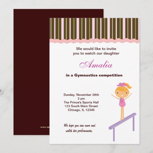 Gymnastiekwedstrijd Kaart (Voorkant / Achterkant)