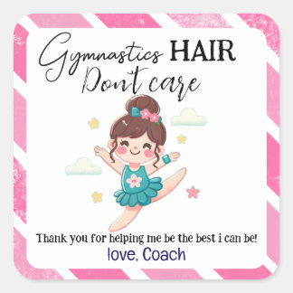 Gymnastisch haar kan het niet schelen vierkante sticker