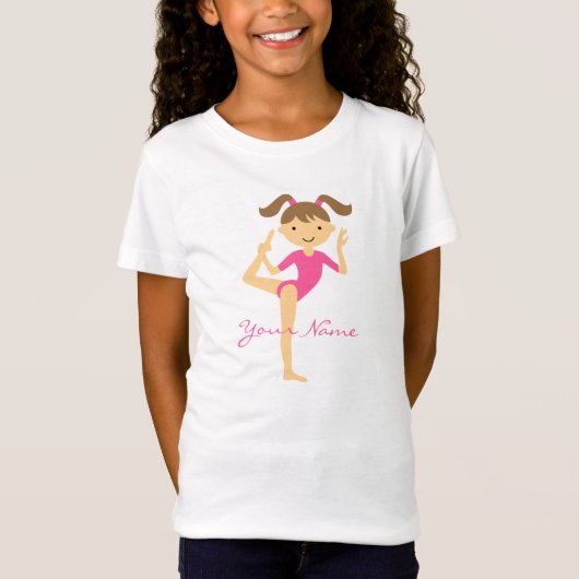 Gymnastisch meisje met bruin haar T shirt (Voorkant)