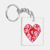 Gymnastisch Sleutelhanger 1,875 inch vierkant Rood (Voorkant Links)