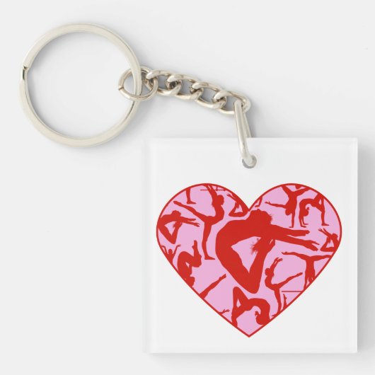 Gymnastisch Sleutelhanger 1,875 inch vierkant Rood (Voorkant)