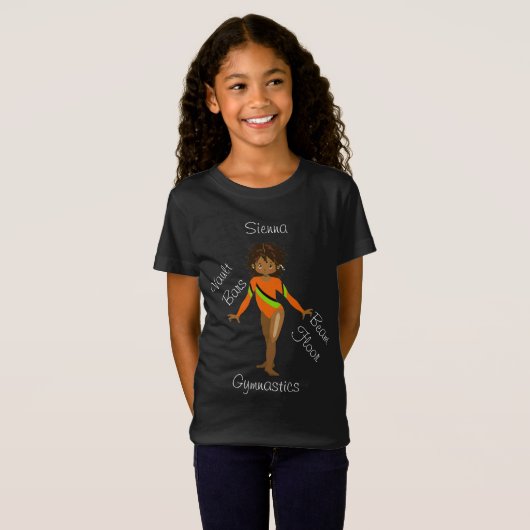 Gymnastische Afrikaanse Amerikaan, bruine ogen, Or T-shirt (Voorkant volledig)