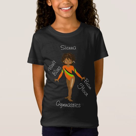 Gymnastische Afrikaanse Amerikaan, bruine ogen, Or T-shirt (Voorkant)