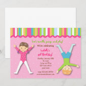 Gymnastische gym Gymnast Birthday Party Kaart (Voorkant / Achterkant)