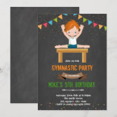 Gymnastische jongen uitnodiging (Voorkant / Achterkant)