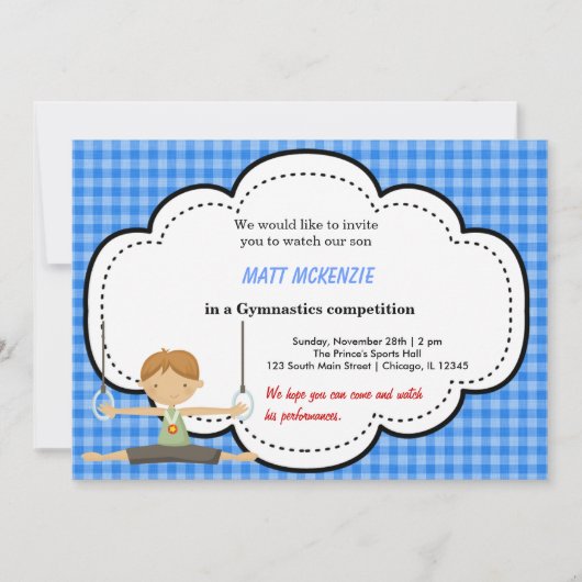 Gymnastische Jongenswedstrijd (blauw) Kaart (Voorkant)