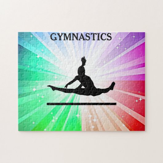 Gymnastische lichten puzzelen met gymnast. legpuzzel (Horizontaal)