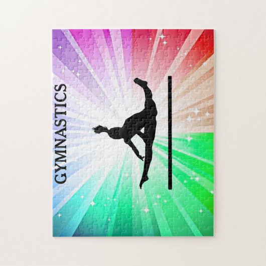 Gymnastische lichten puzzelen met gymnast. legpuzzel (Verticaal)