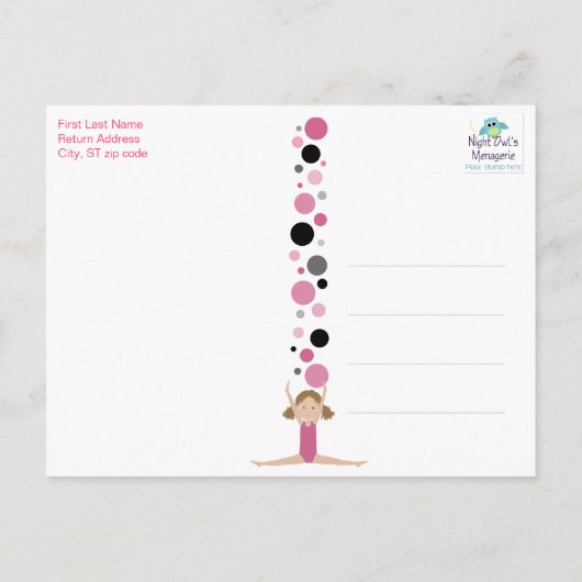 Gymnastische Partij Hartelijk dank voor uw roze, g Briefkaart (Achterkant)