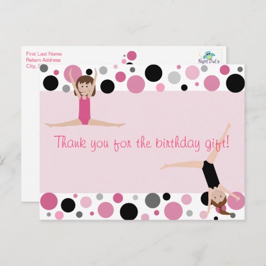 Gymnastische Partij Hartelijk dank voor uw roze, g Briefkaart (Voorkant / Achterkant)