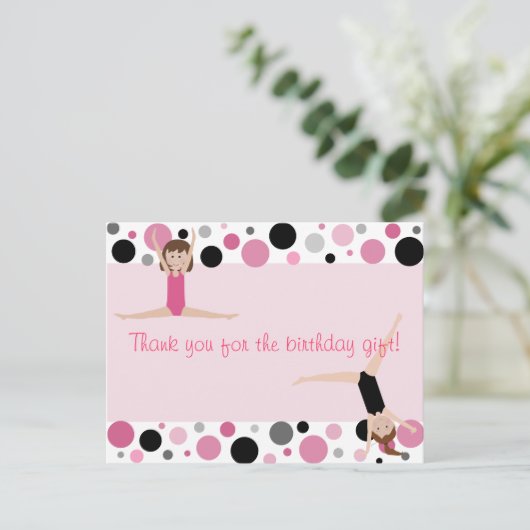 Gymnastische Partij Hartelijk dank voor uw roze, g Briefkaart (Staand voorkant)
