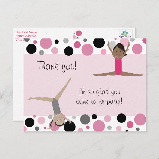 Gymnastische Partij Hartelijk dank voor uw roze, g Briefkaart (Voorkant / Achterkant)