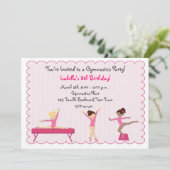 Gymnastische Partij, Tumbling, Roze Uitnodiging (Staand voorkant)