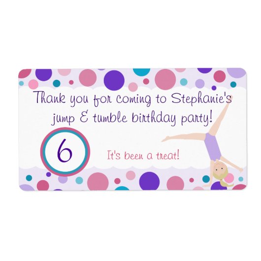 Gymnastische partij voorkeurslabels Paarse & roze Etiket (Voorkant)