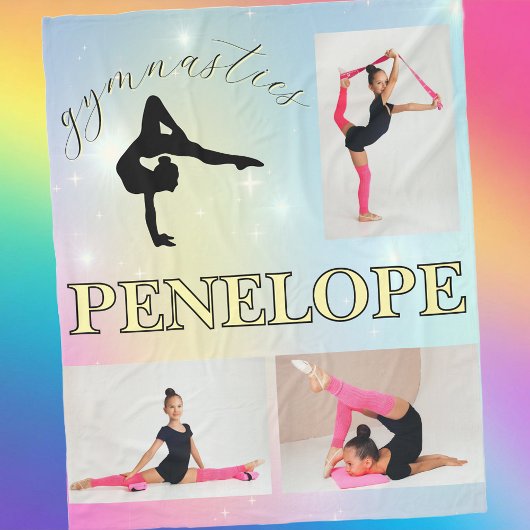 Gymnastische pastel regenboog gradiënt 3 Foto Cust Fleece Deken