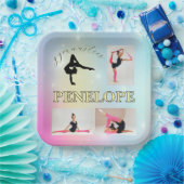 Gymnastische pastel regenboog gradiënt 3 Foto Cust Papieren Bordje (Feest)