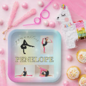 Gymnastische pastel regenboog gradiënt 3 Foto Cust Papieren Bordje (Feest)