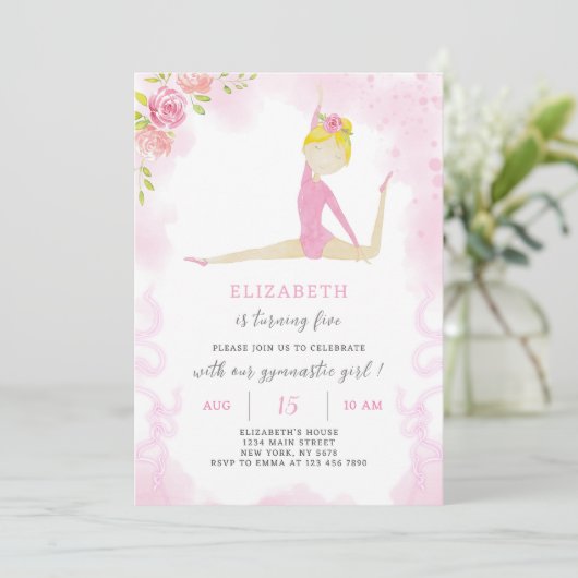 Gymnastische uitnodiging (Staand voorkant)