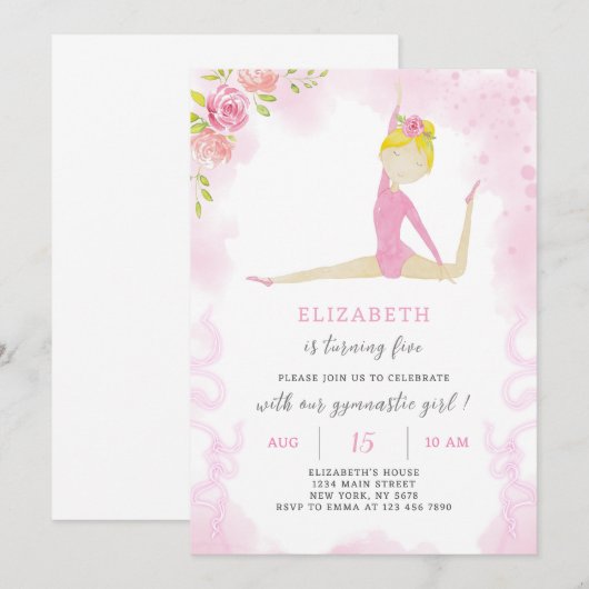 Gymnastische uitnodiging (Voorkant / Achterkant)