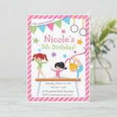 Gymnastische uitnodiging / Gymnastische verjaardag (Staand voorkant)